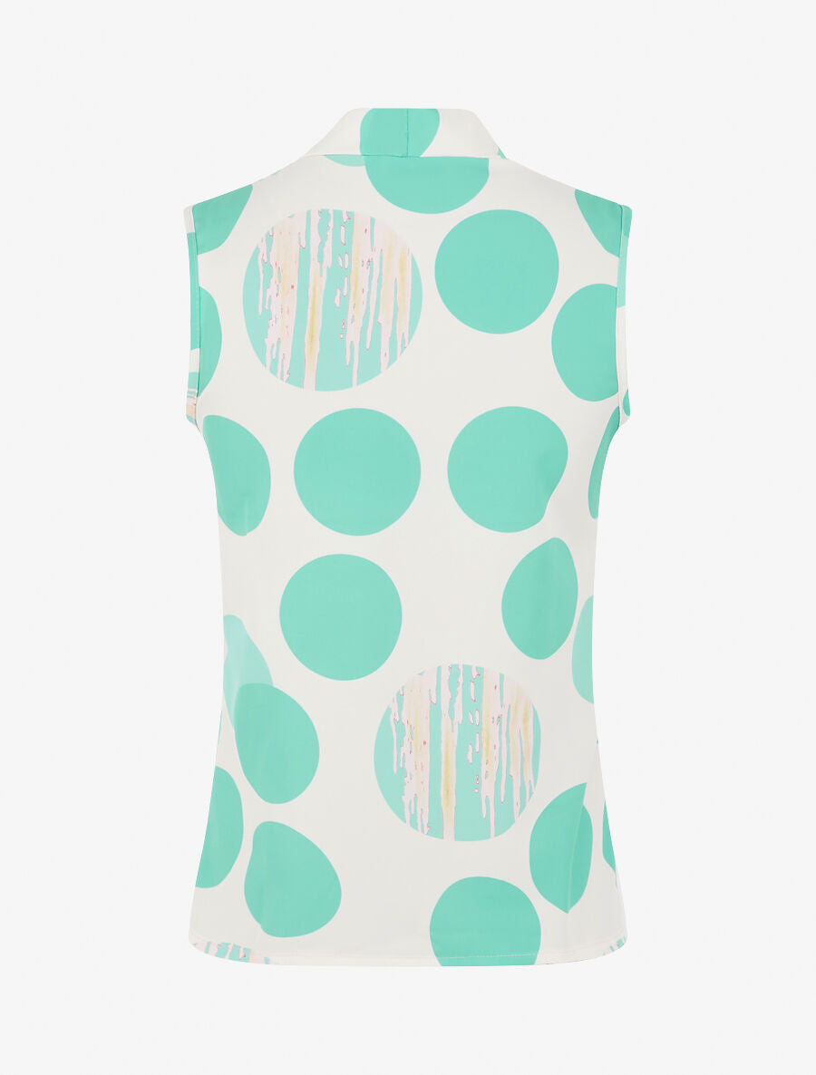 Top sans manches imprimé rond - Vert d&