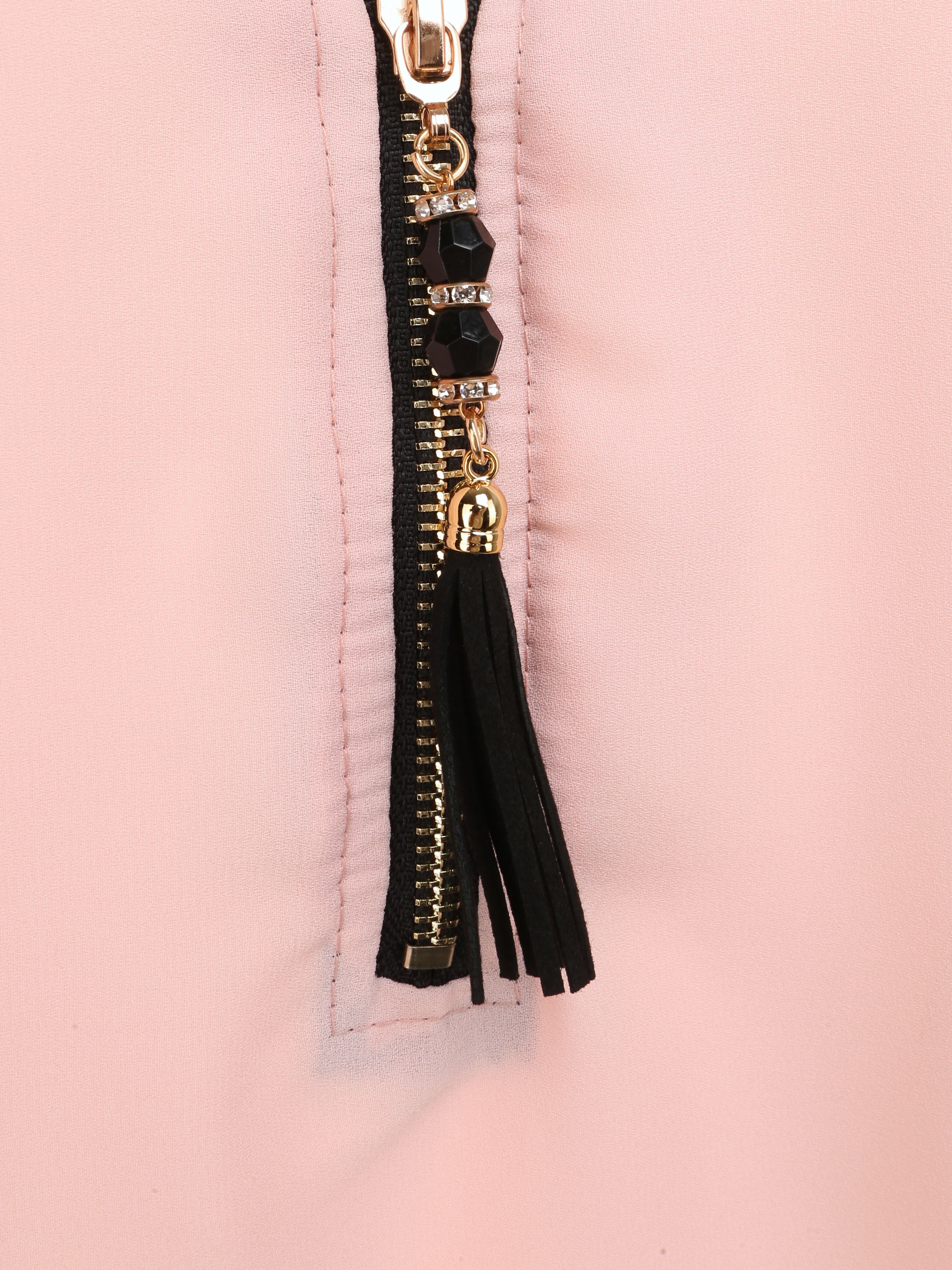 Top droit uni à dos en dentelle - Rose pâle - 3