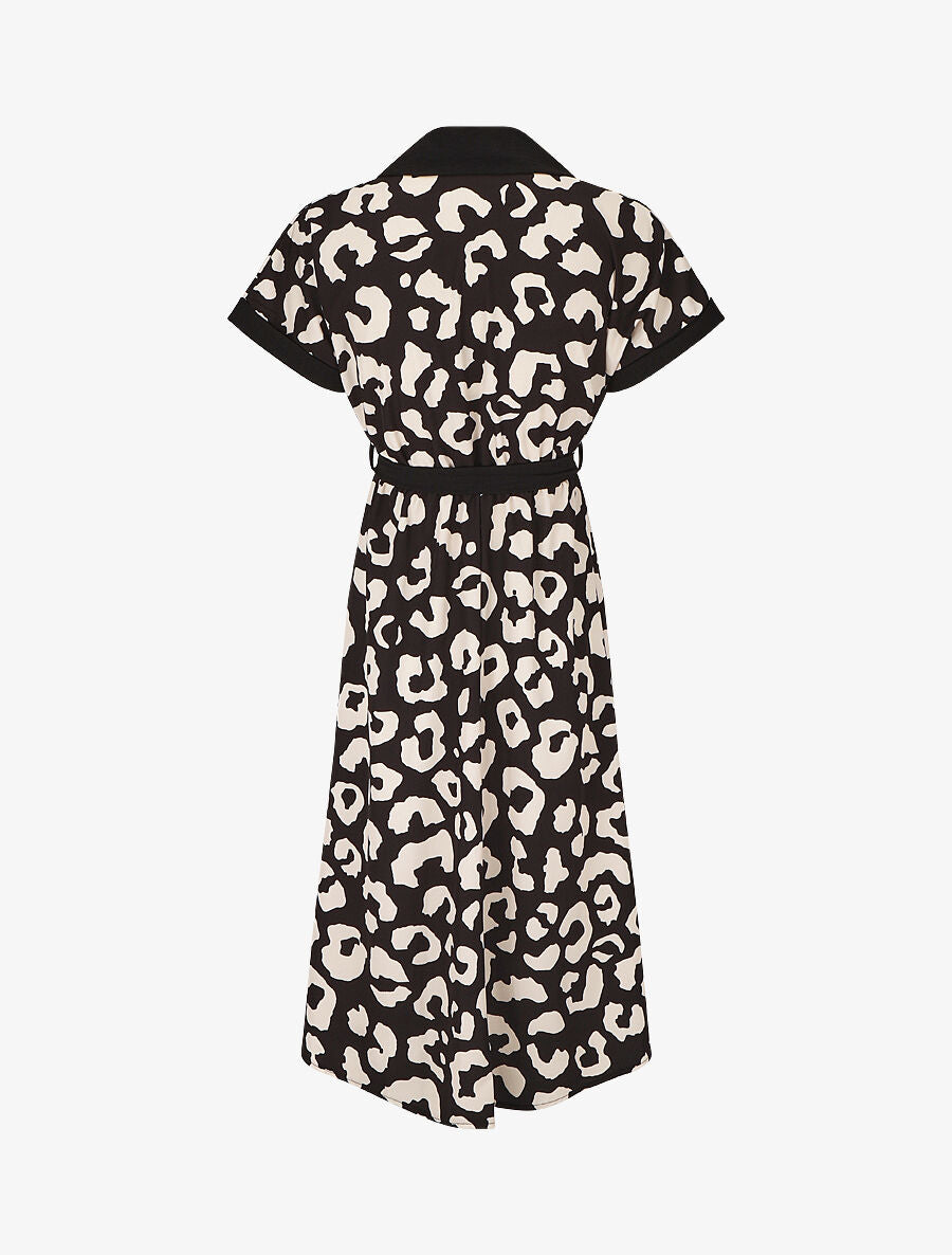 Robe longue élastiquée à imprimé fantaisie - Noir - 2