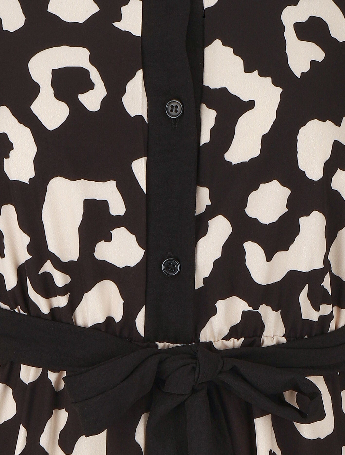 Robe longue élastiquée à imprimé fantaisie - Noir - 3