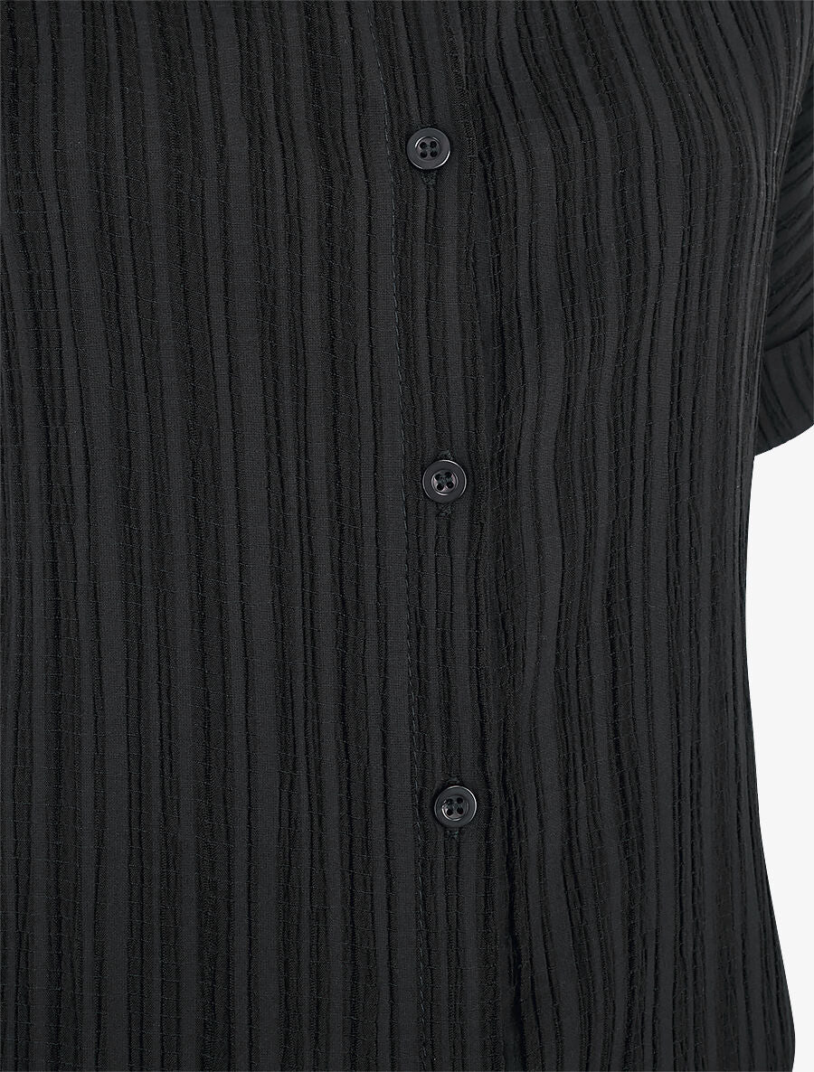 Chemise texturée à manches courtes - Noir - 3