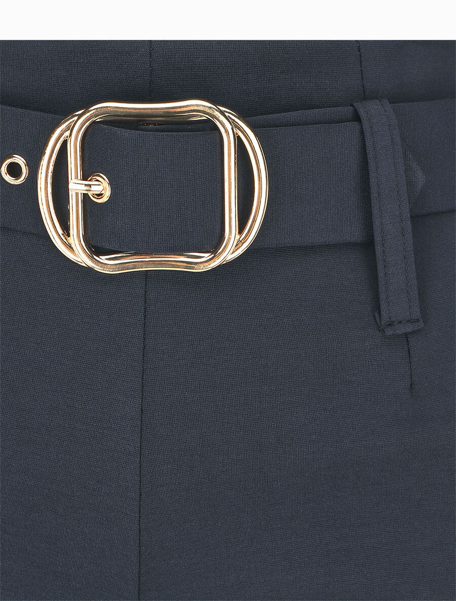 Pantalon uni ceinturé - Marine - 3