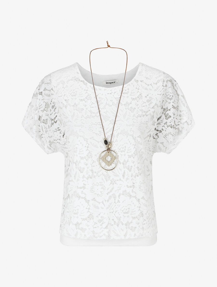 Top uni en broderies - Blanc - 4