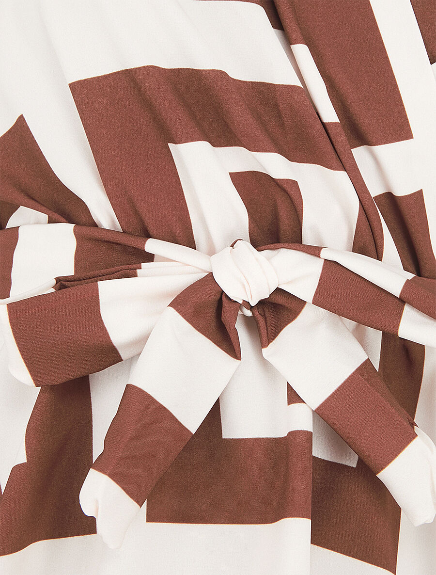 Top élastiqué imprimé graphique - Marron - 3