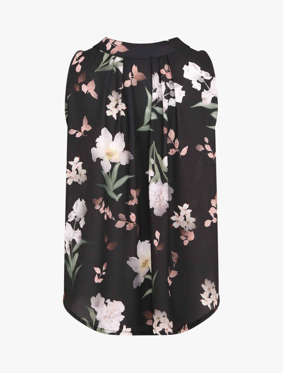 Top droit imprimé fleurs de lys - Noir - 2