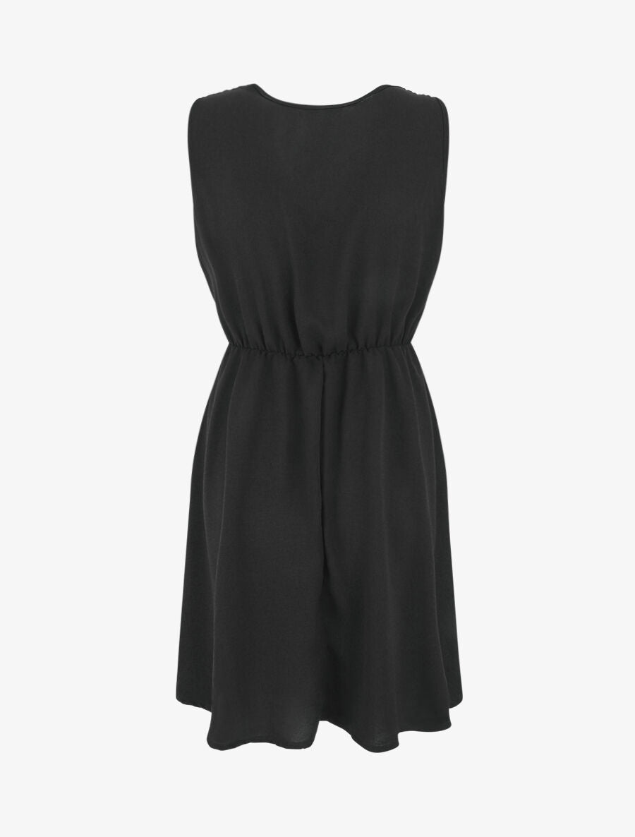 Robe unie élastiquée - Noir - 2