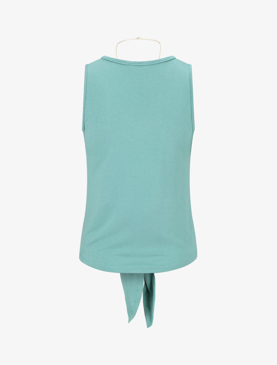 Top sans manches uni à noeud - Vert d&