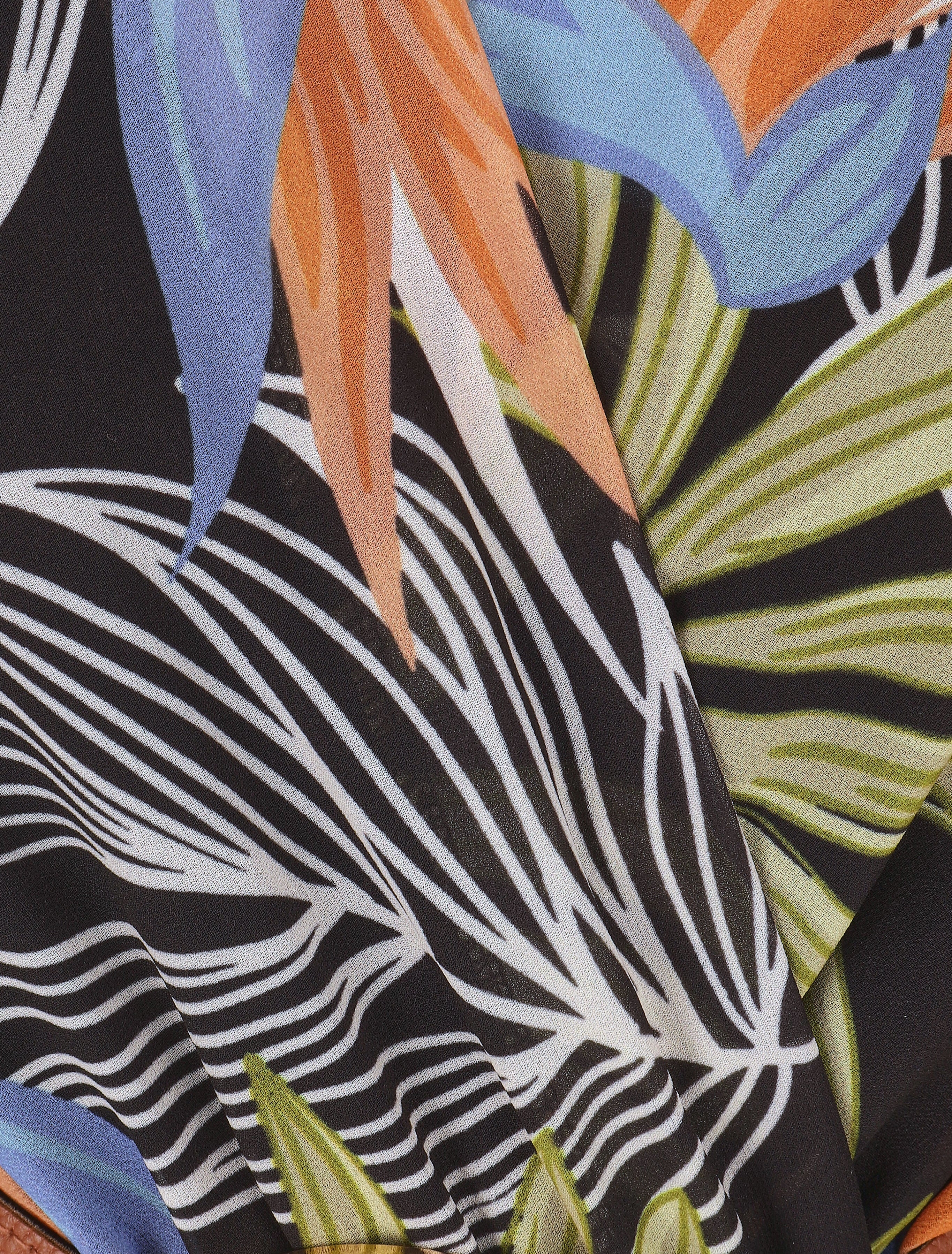 Robe évasée sans manches imprimé tropical - Noir/vert - 3