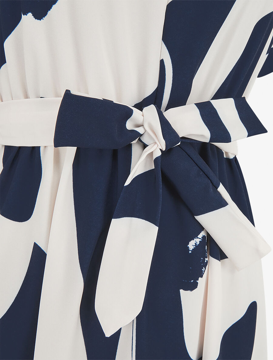 Robe élastiquée imprimé abstrait - Marine - 3