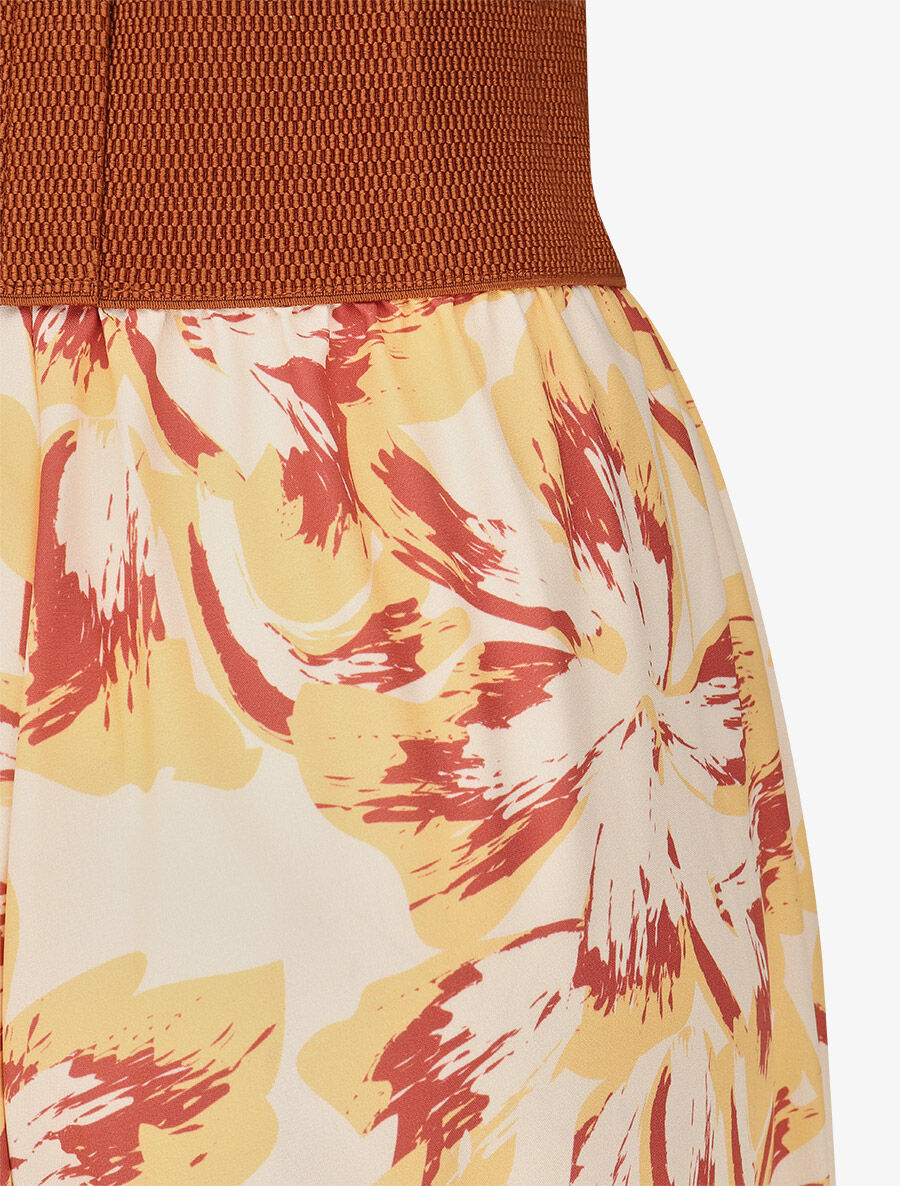 Pantalon imprimé fleurs à taille haute - Jaune - 3