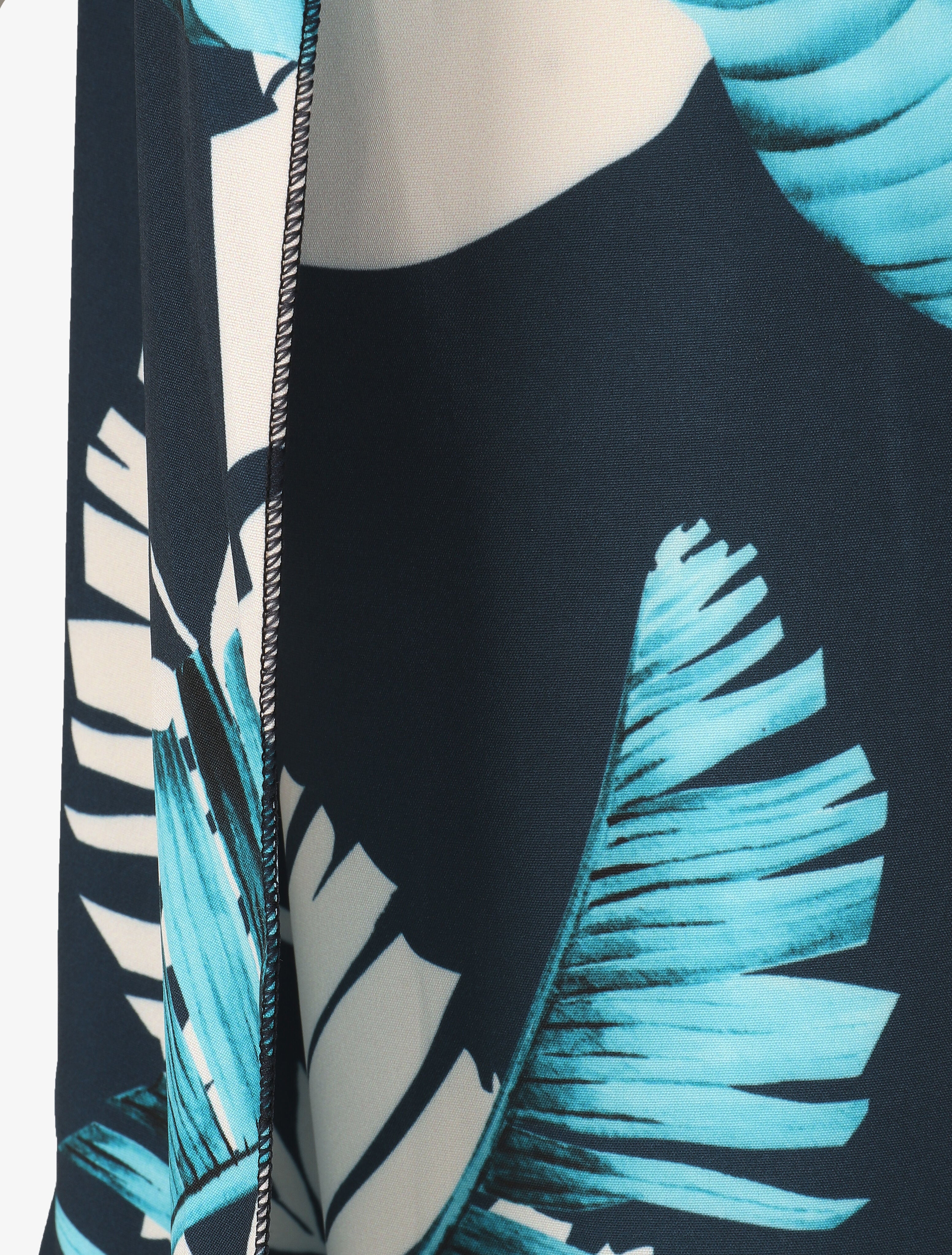 Pantalon à pans à nouer imprimé feuilles - Marine - 3