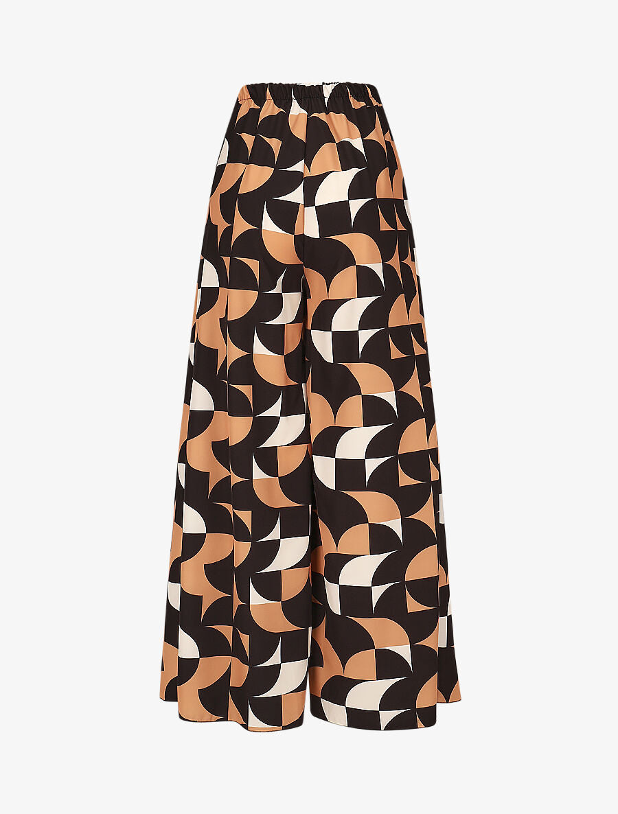Pantalon à pans à nouer imprimé rétro - Noir - 2
