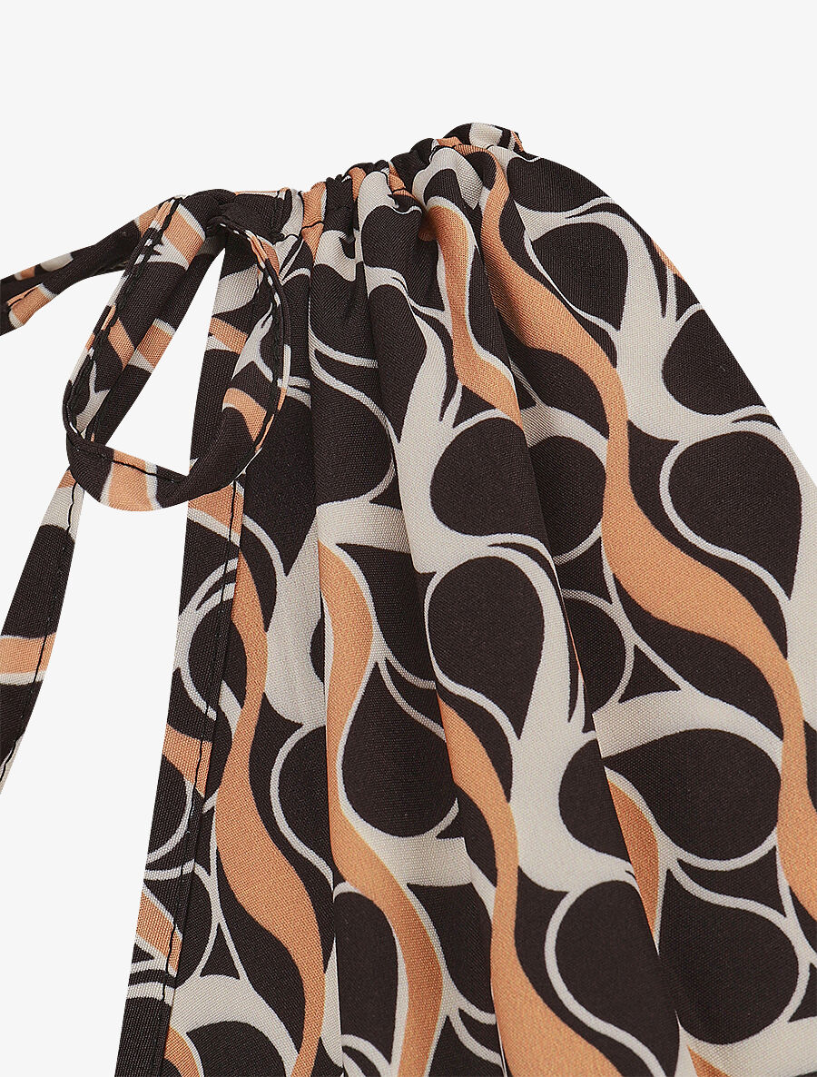 Robe à taille élastiquée imprimé rétro - Noir - 3