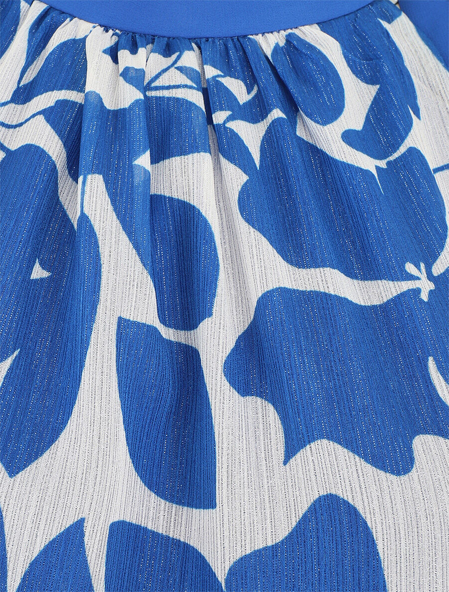 Top floral en voile sans manches - Bleu roi - 3