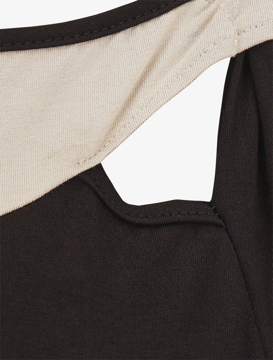 Top droit sans manches bicolore - Noir/beige - 3