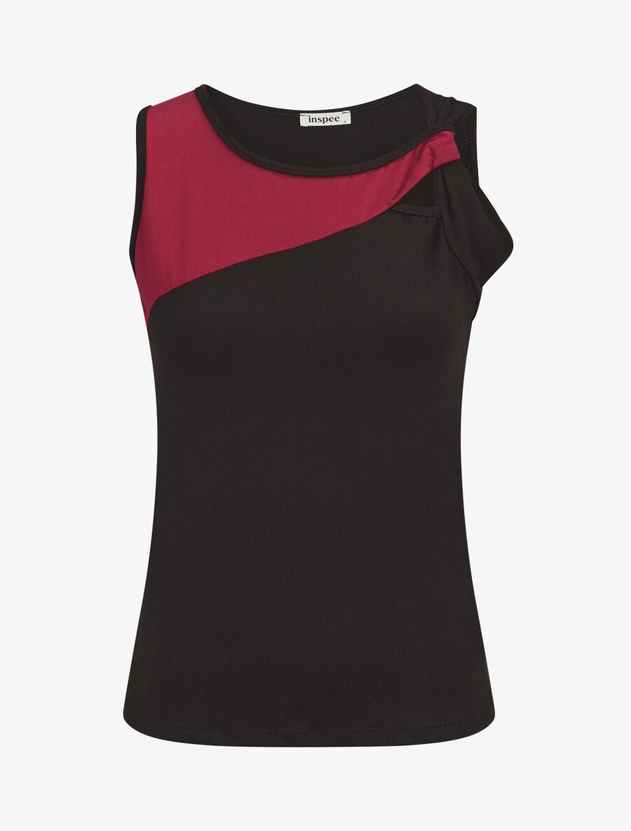 Top droit sans manches bicolore - Noir/bordeaux - 1
