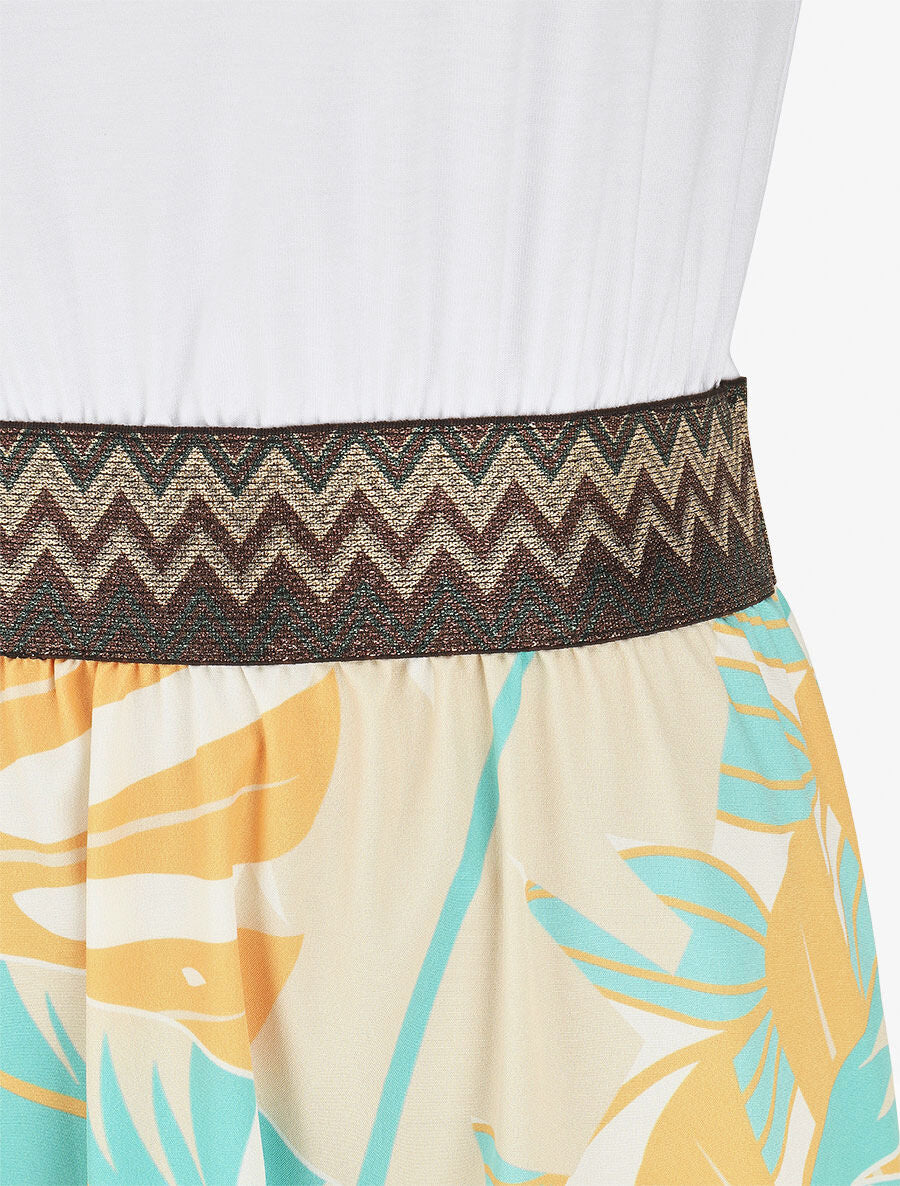 Robe longue à bretelles imprimé tropical - Vert d&