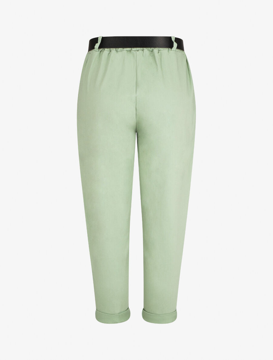 Pantalon 7/8 droit uni taille standard - Vert amande - 2