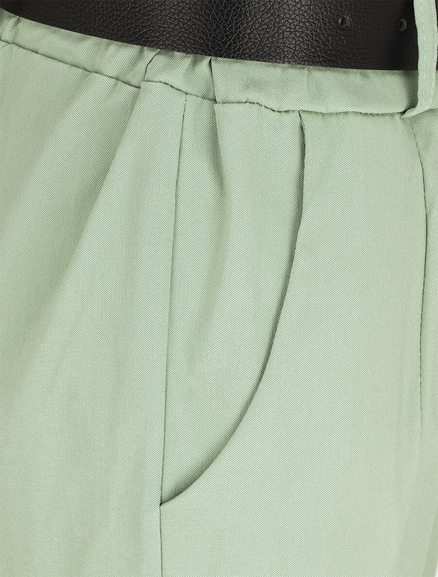 Pantalon 7/8 droit uni taille standard - Vert amande - 3