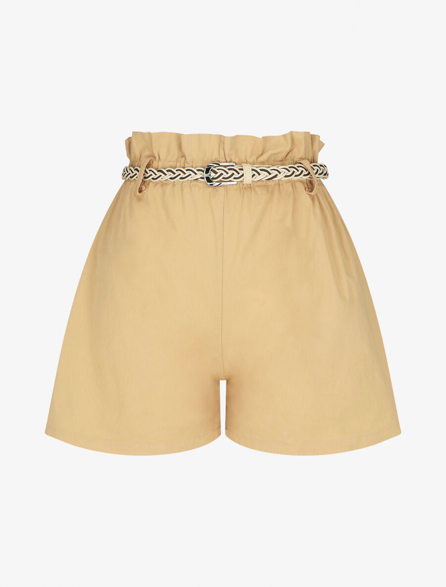 Short ample taille haute élastiquée - Beige - 1