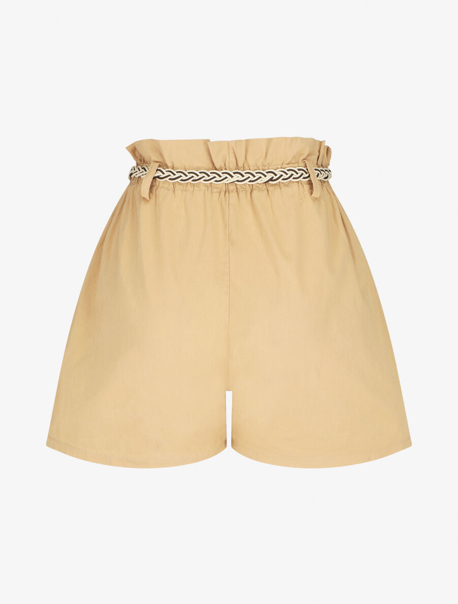 Short ample taille haute élastiquée - Beige - 2