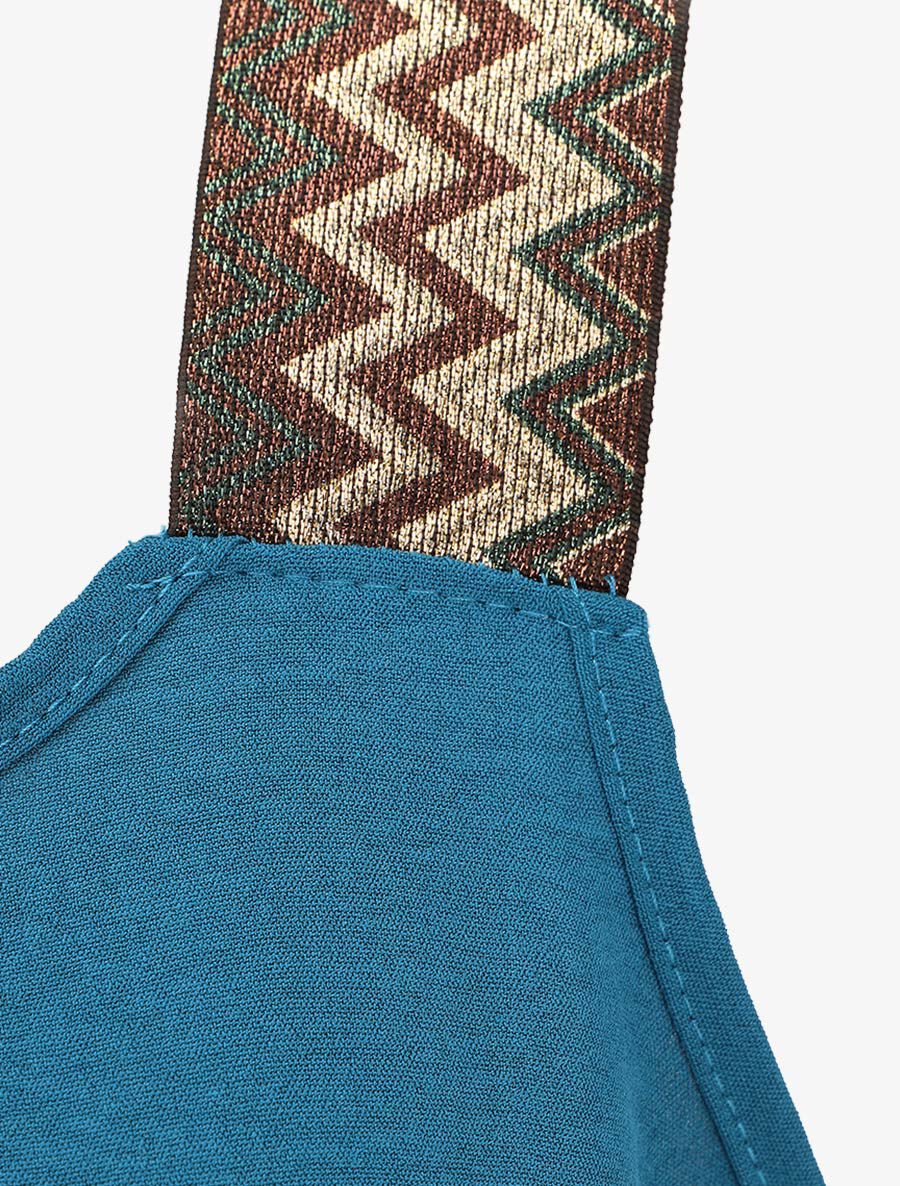 Robe longue unie bretelles fantaisies - Bleu canard - 3