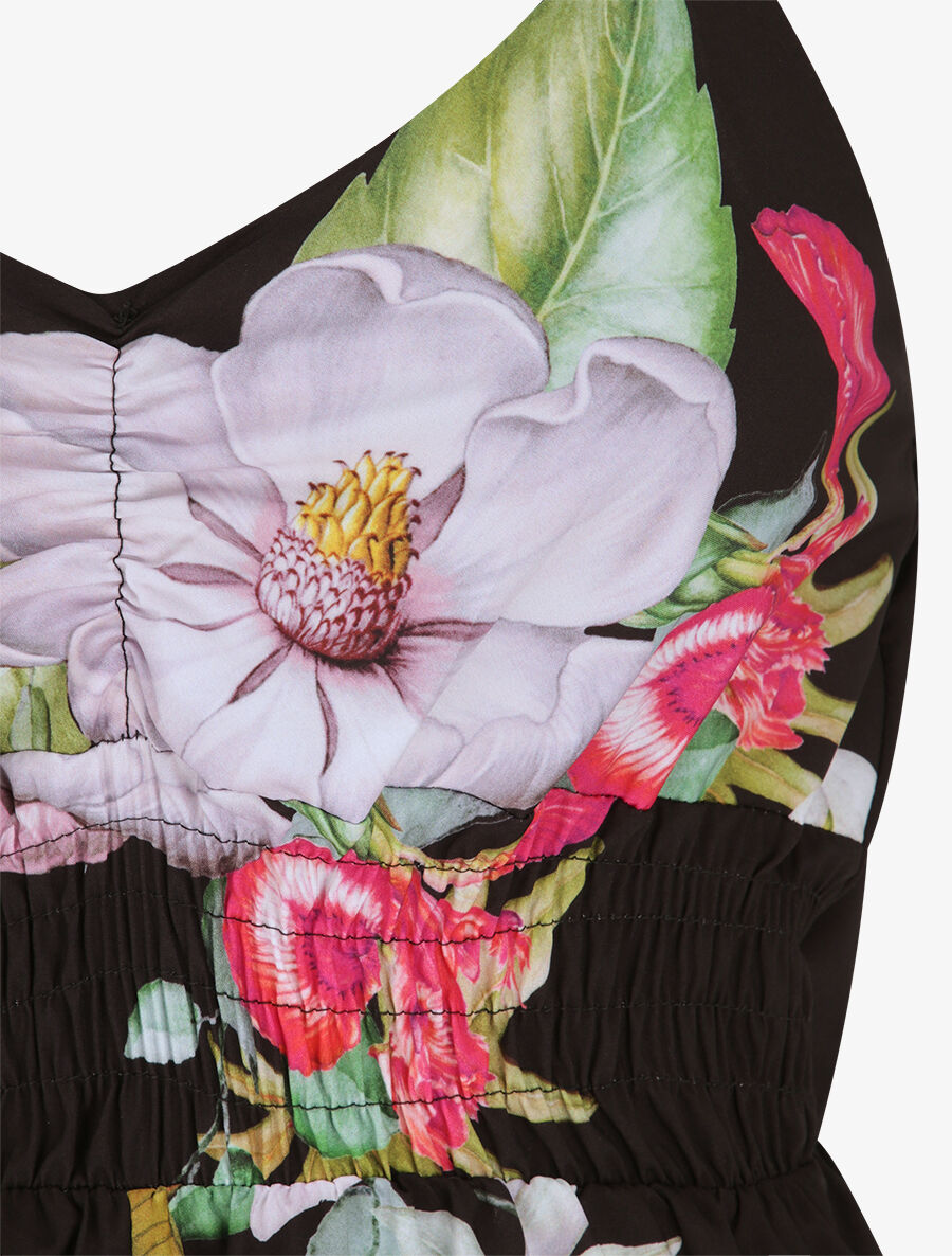 Combishort courte imprimé fleurs éxotiques - Noir - 3
