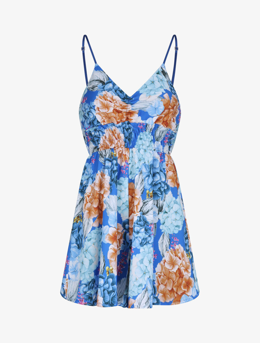 Combishort courte imprimé hortensia - Bleu électrique - 1