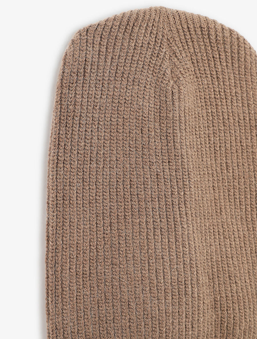 Bonnet uni en maille côtelée - Taupe - 2