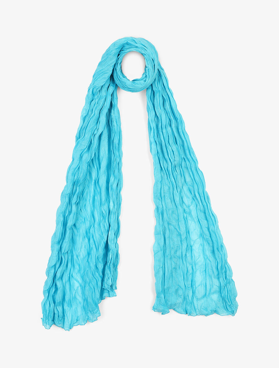 Foulard en coton effet froissé - Turquoise - 1