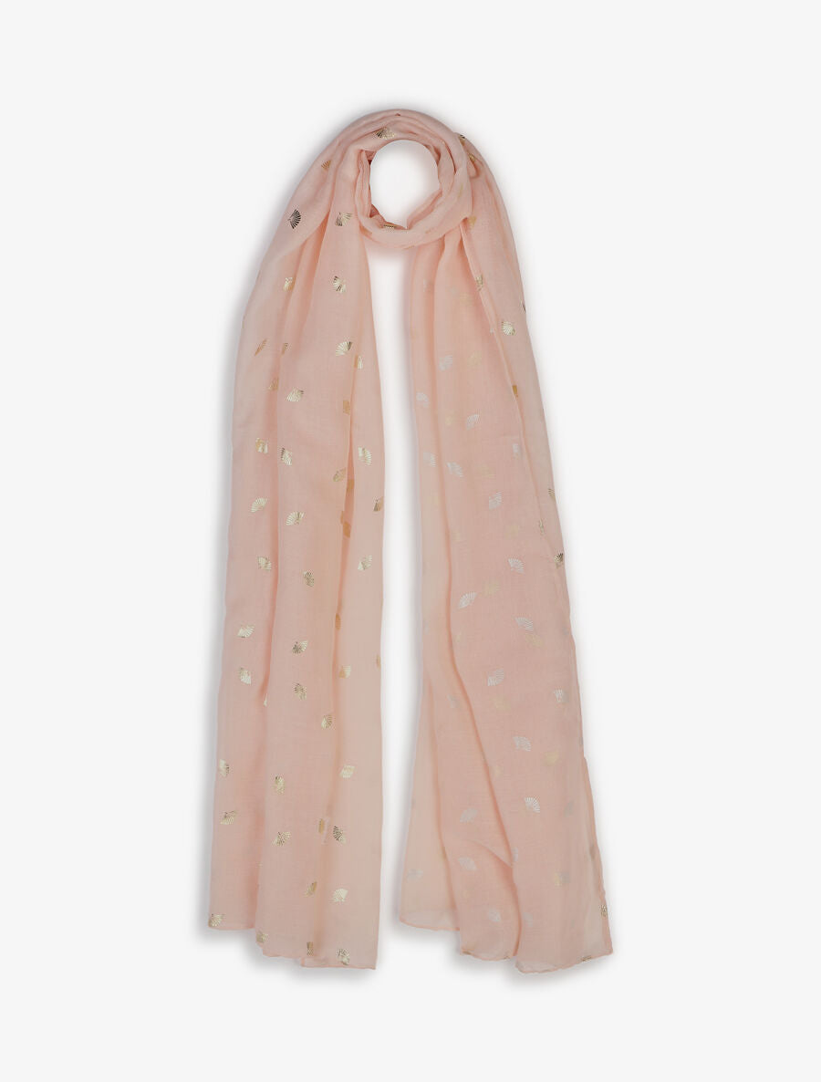 Foulard à motif éventails irisés - Rose pâle - 1