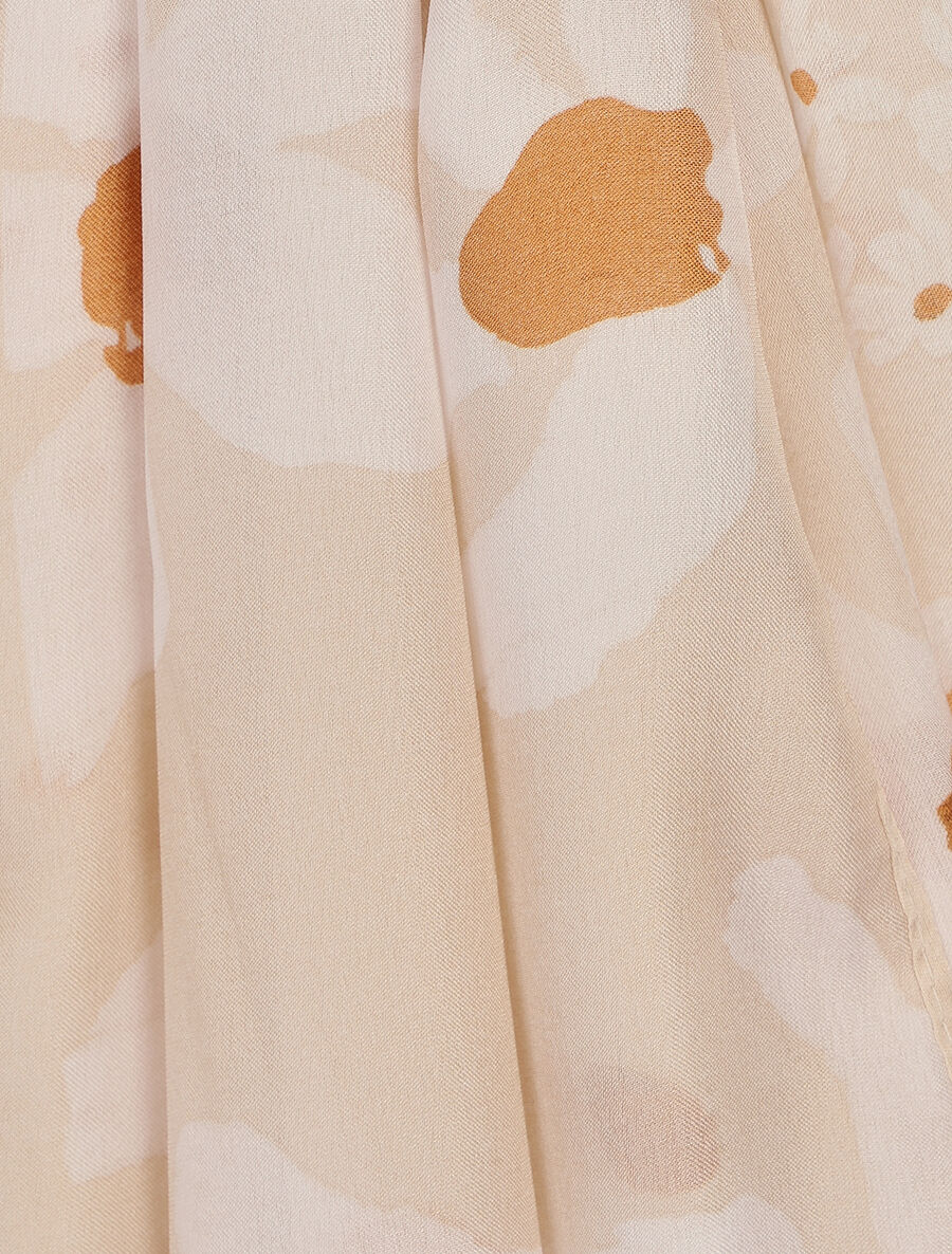 Foulard en soie mélangée imprimé marguerites - Beige - 3