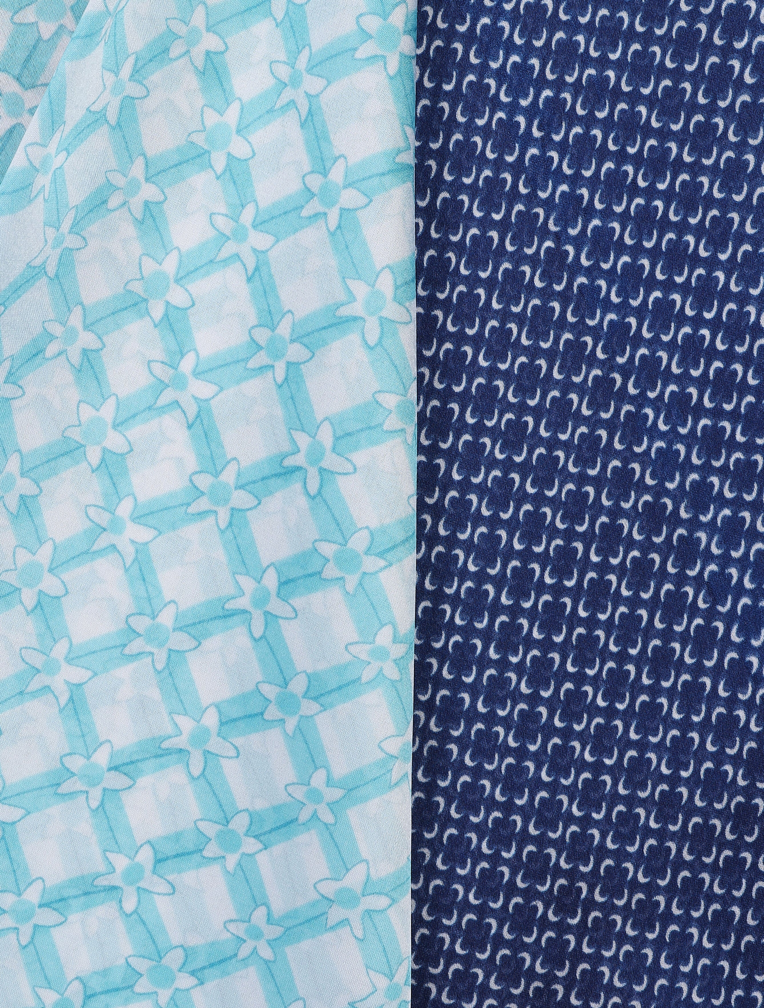 Foulard imprimé floral stylisé - Bleu - 3
