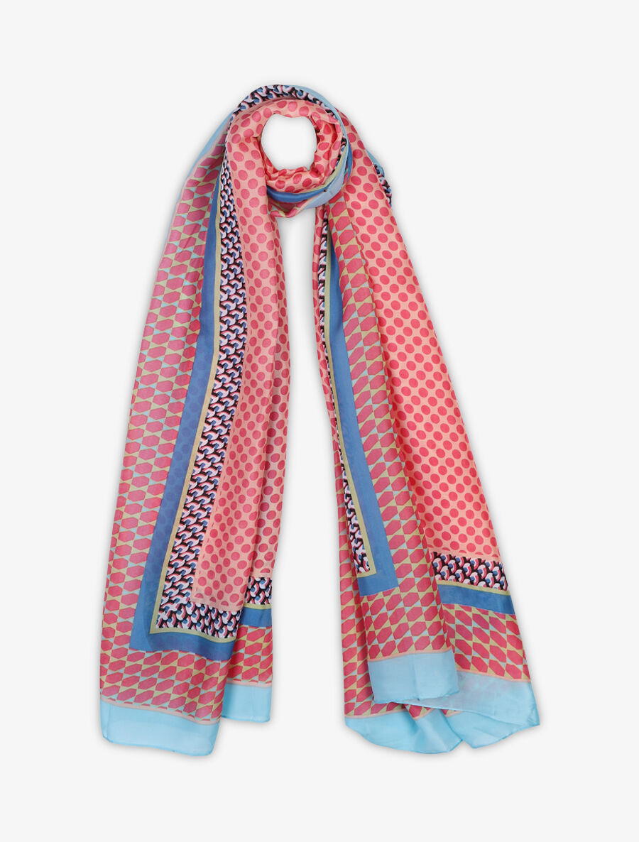 Foulard à pois en soie mélangée - Rose - 4