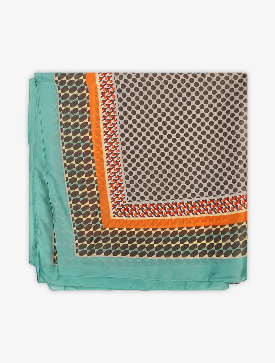 Foulard à pois en soie mélangée - Beige - 2