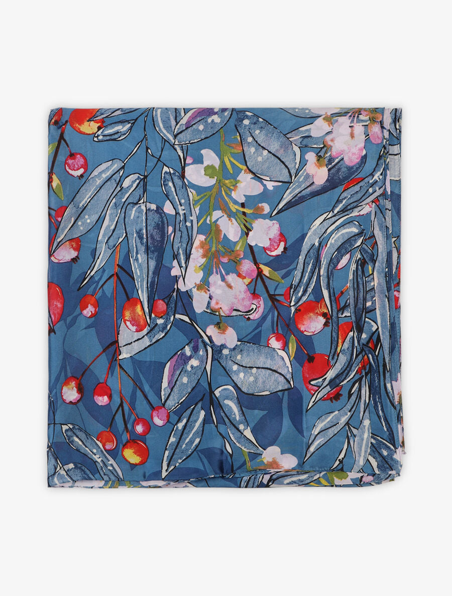 Foulard imprimé baies sauvages - Bleu - 2