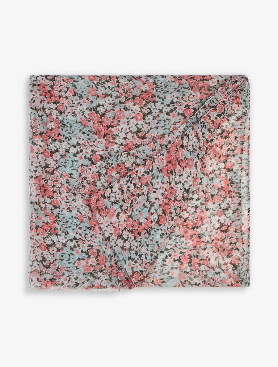 Foulard imprimé fleuri - Rose - 2