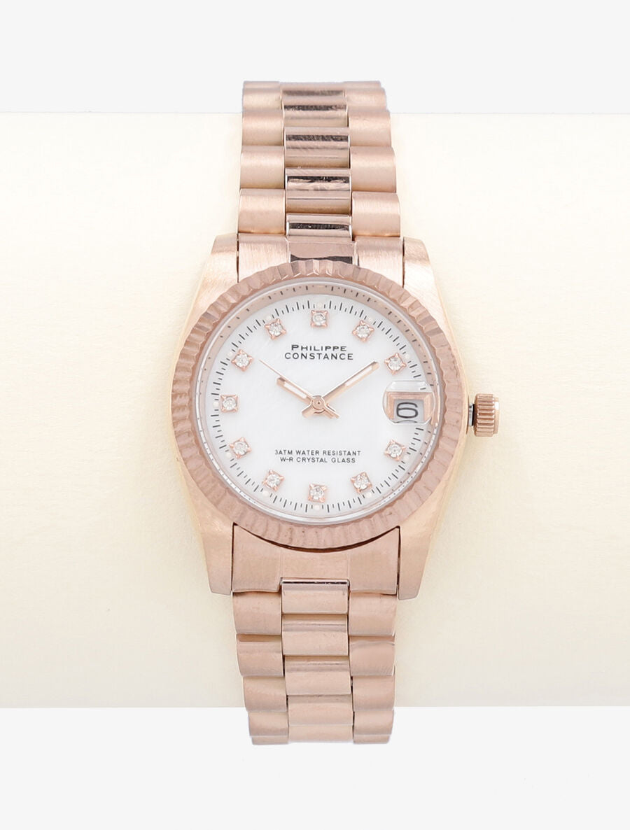 Montre en acier à strass - Rose gold - 2