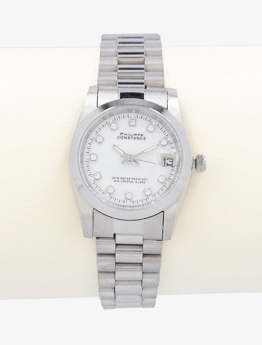 Montre métallique à strass - Argent - 2