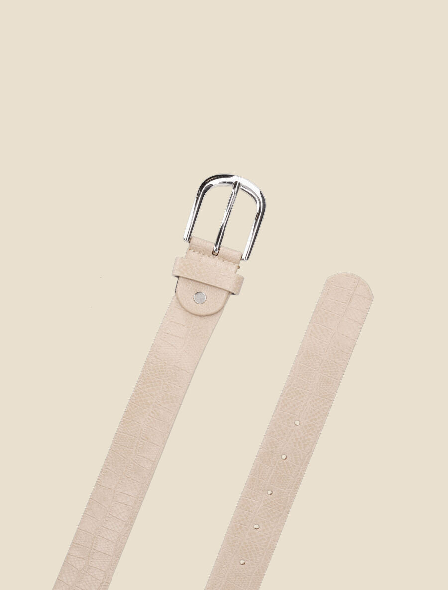 Ceinture en simili effet croco - Beige - 2