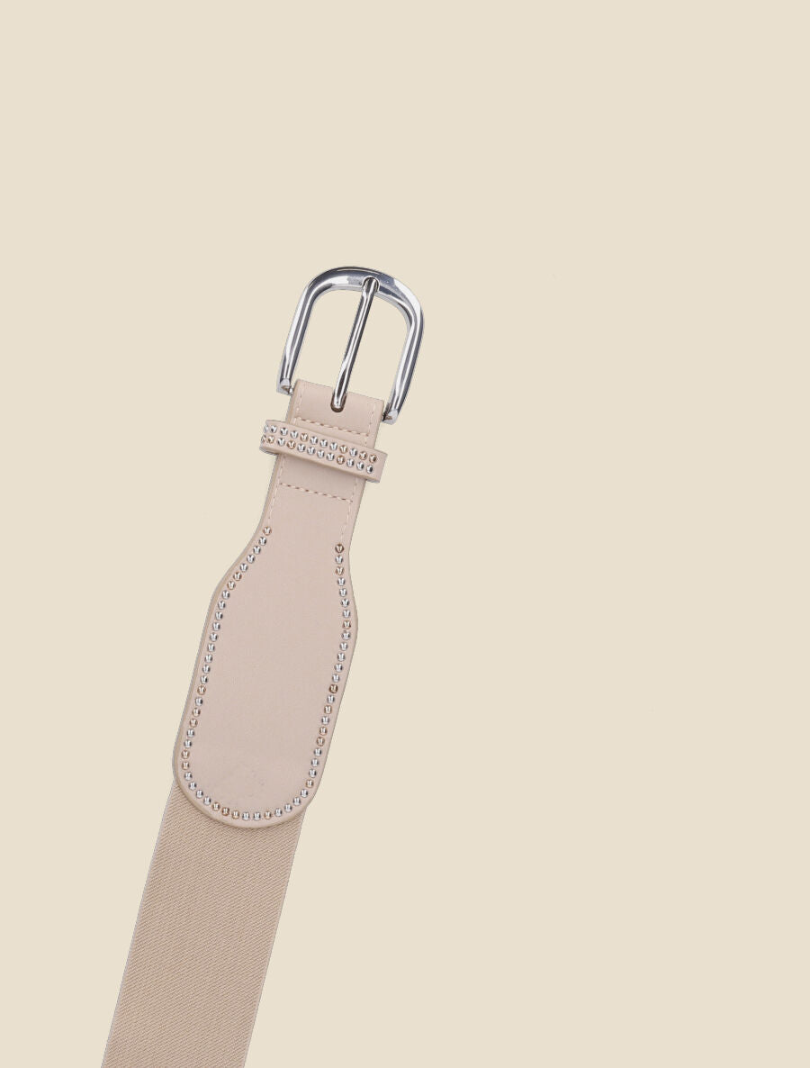 Ceinture élastiquée à clous - Beige - 2