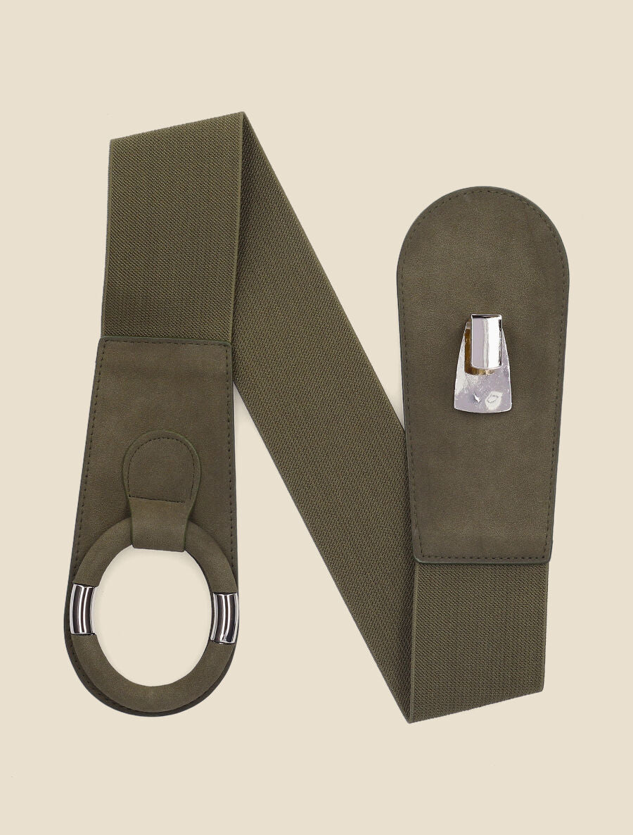 Ceinture à boucle ronde stylisée - Kaki - 1
