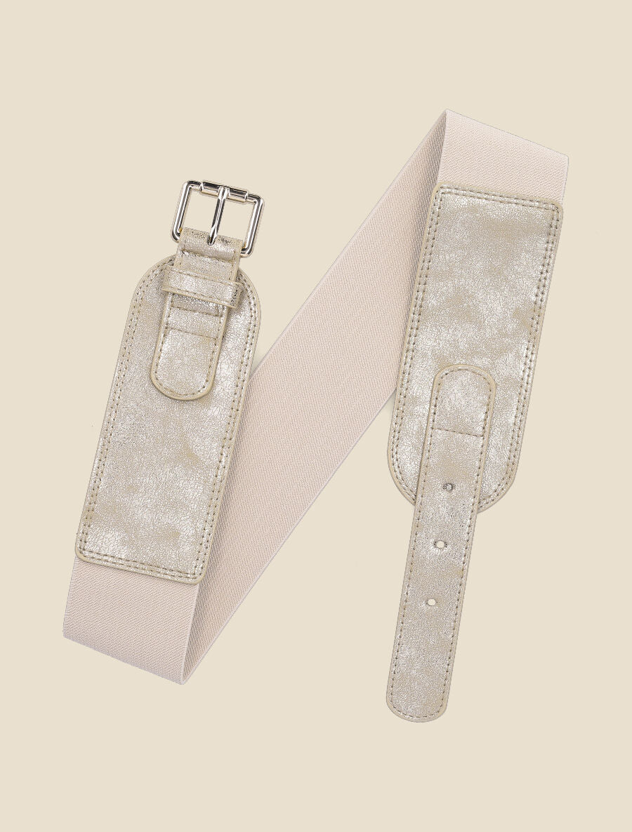 Ceinture stretch à petite boucle métallique - Or - 3