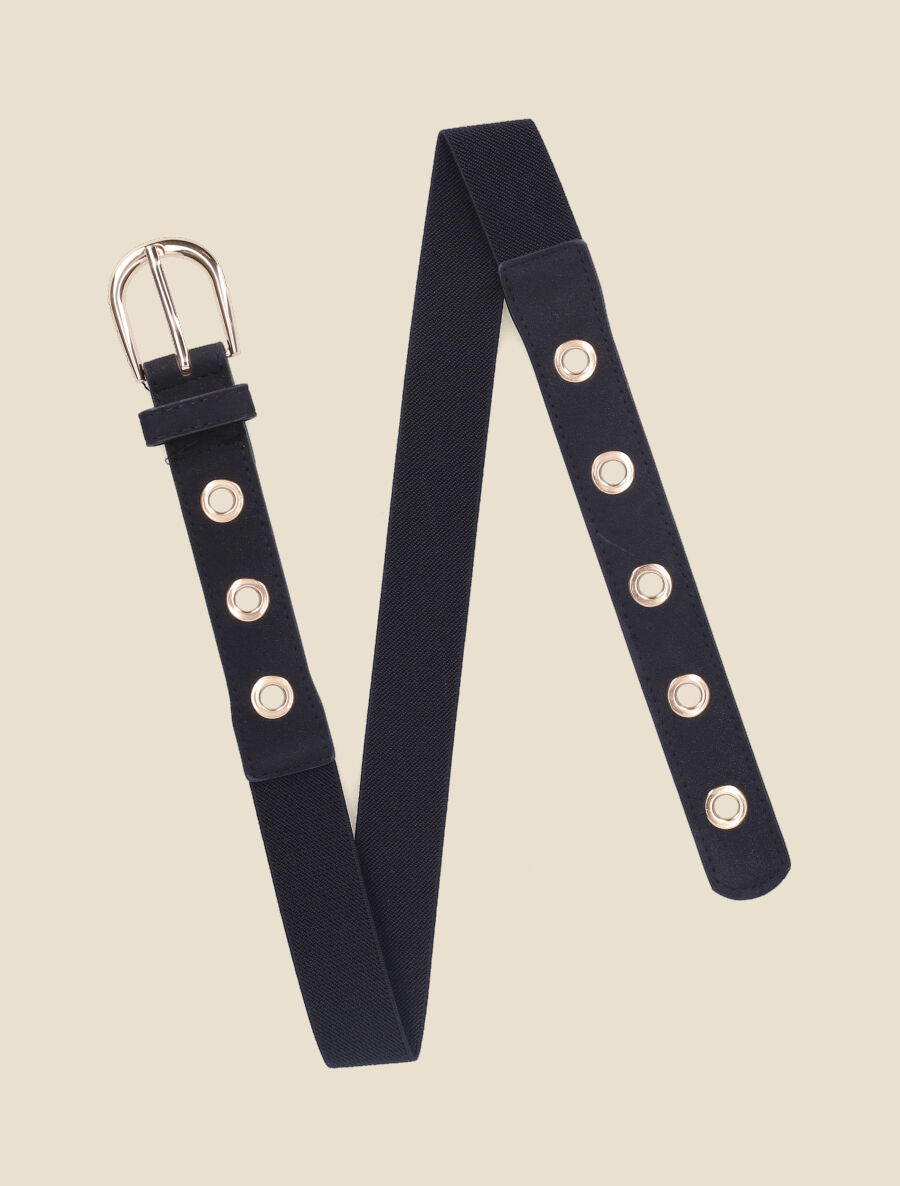 Ceinture à anneaux métalliques - Noir - 3
