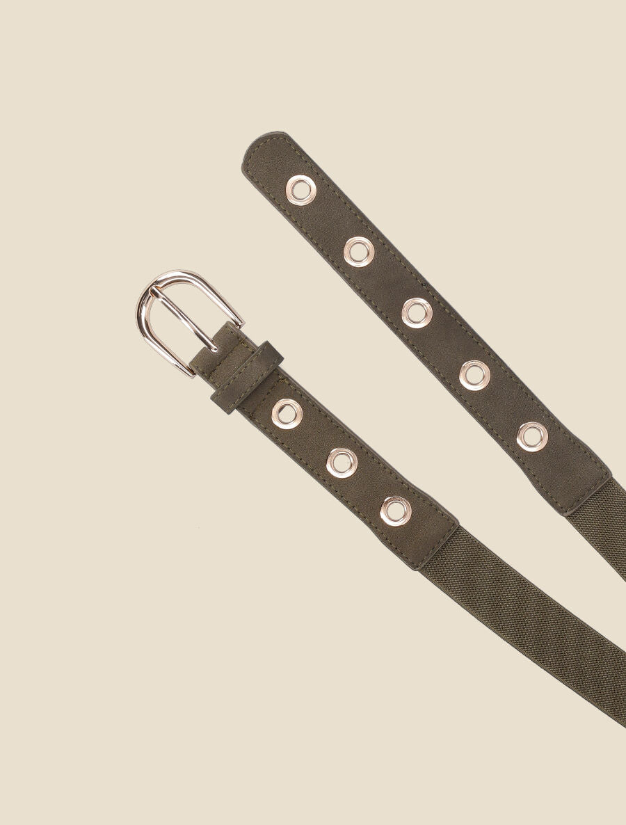 Ceinture à anneaux métalliques - Kaki - 2