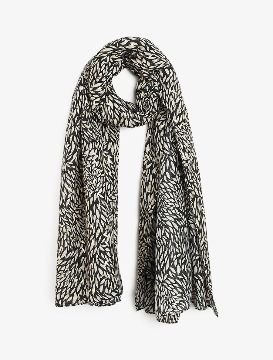 Foulard à imprimé feuilles irisées - Beige - 4