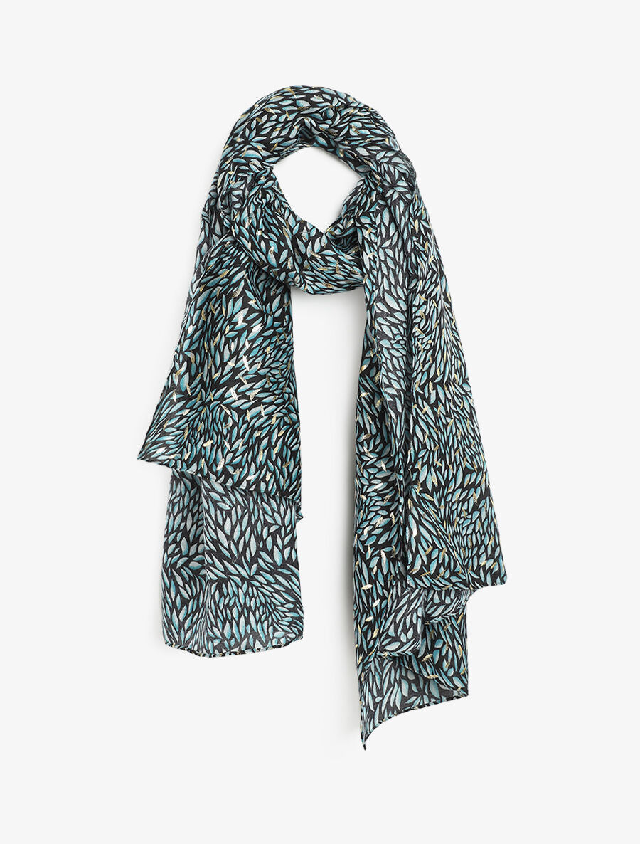 Foulard à imprimé feuilles irisées - Bleu canard - 4