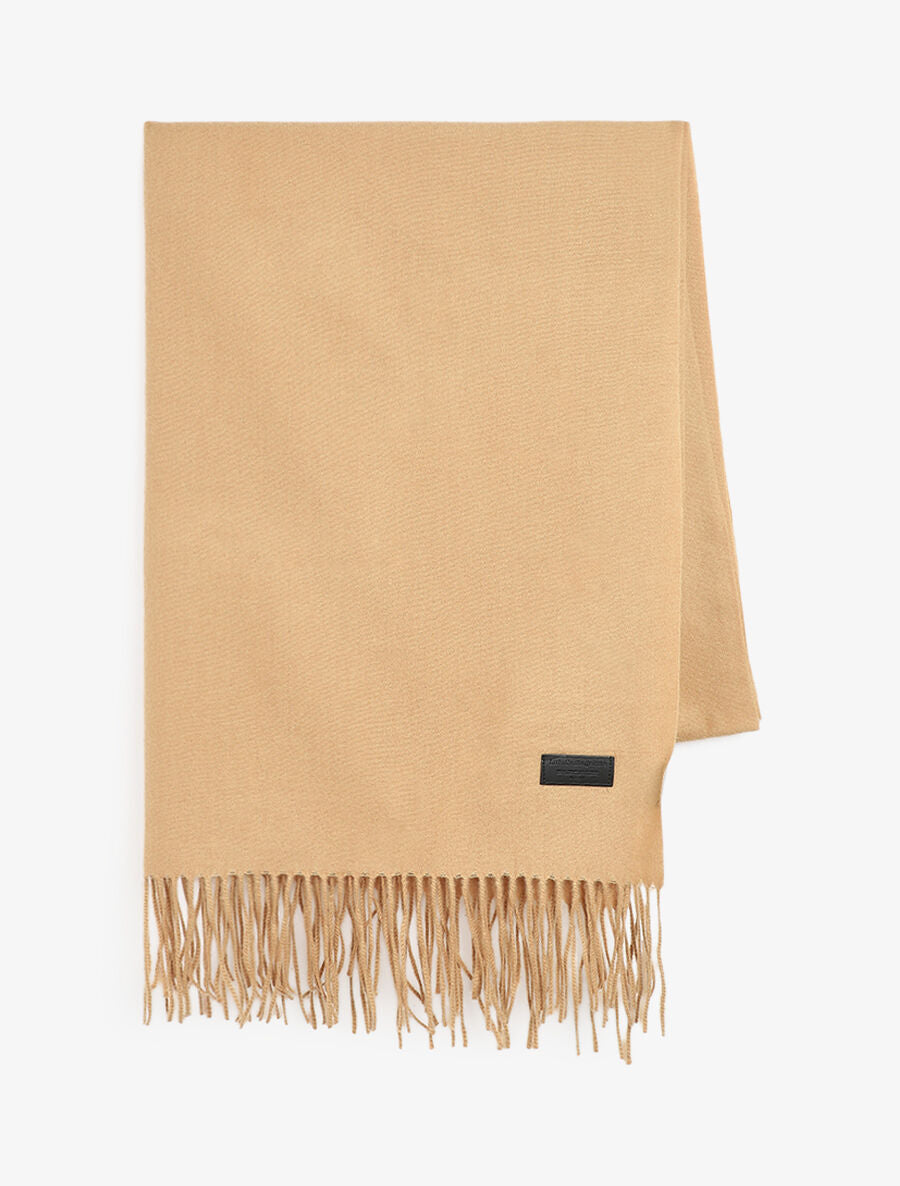 Echarpe en laine mélangée à bords frangés - Camel - 2
