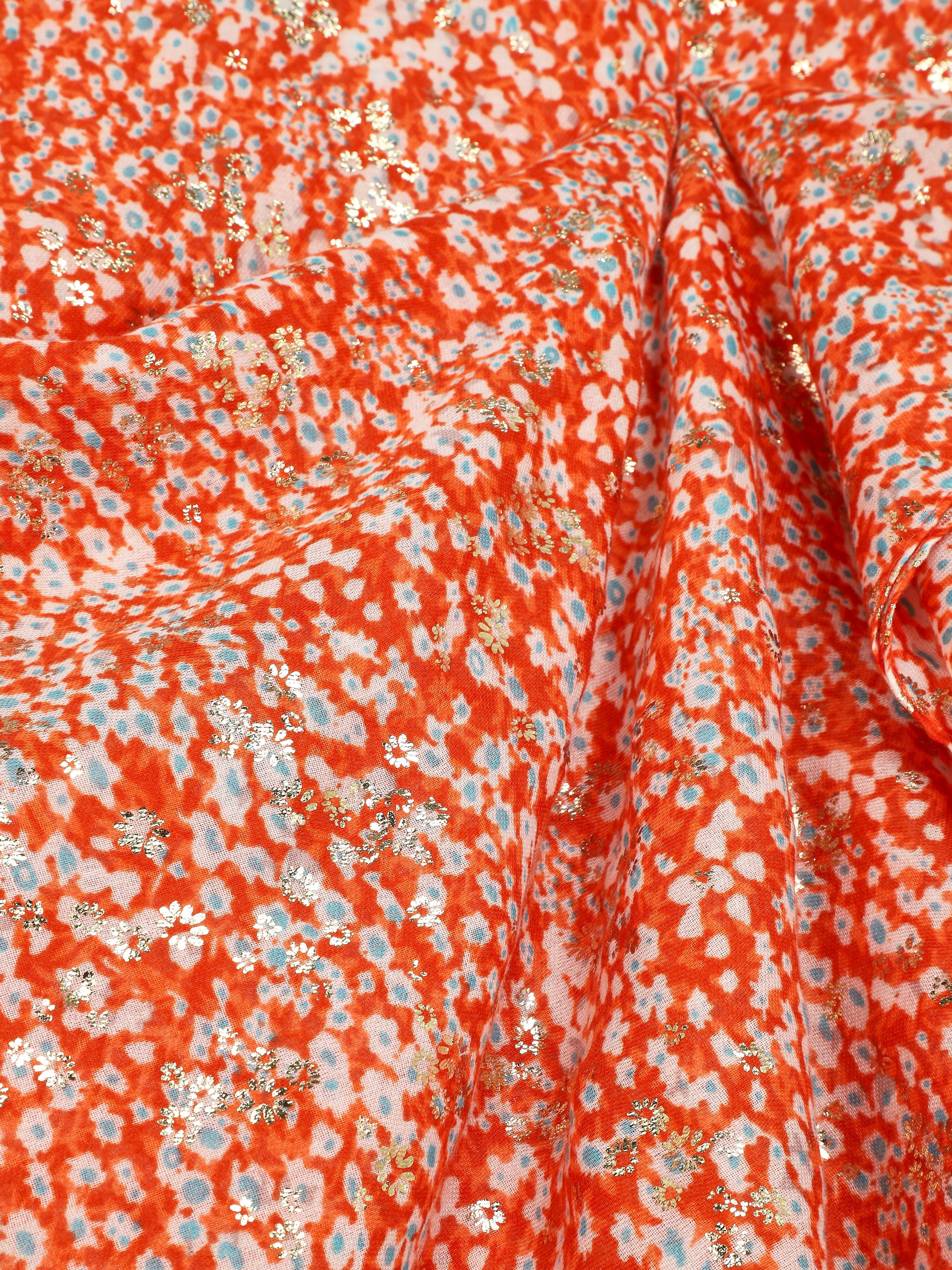 Foulard à petites fleurs irisées - Orange - 3