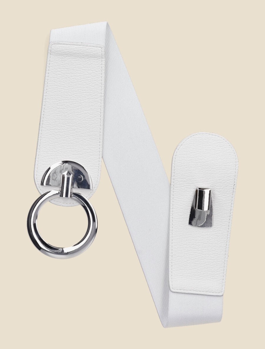 Ceinture bi-matière à boucle ronde - Blanc - 1